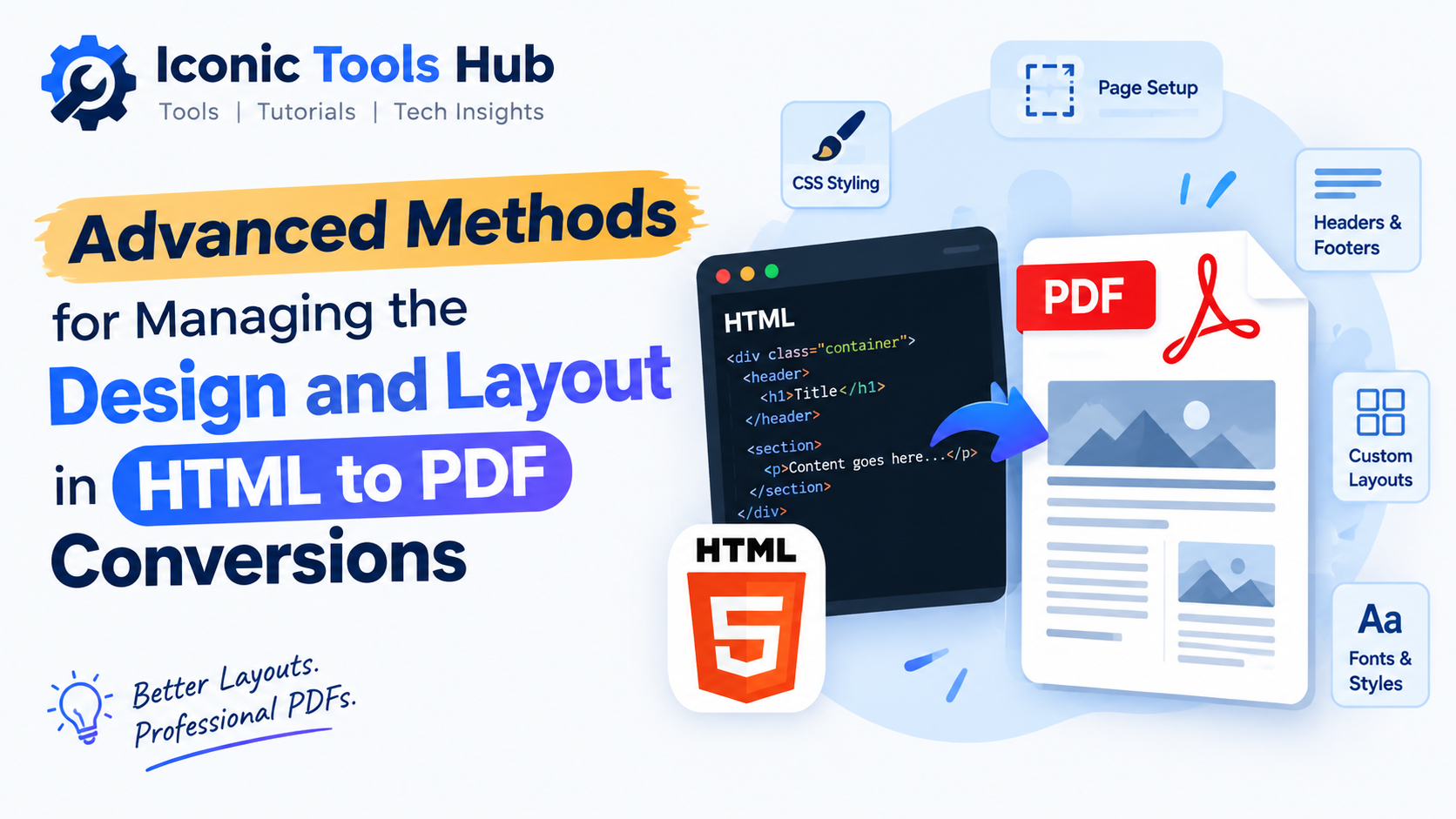 Advanced Methods for Managing the Design and Layout in HTML إلى PDF Conversions