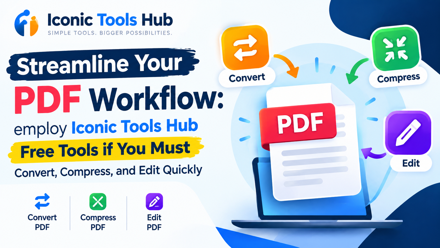 Streamline Your PDF Workflow: employ Iconic Tools Hub חינם Tools if You Must המרה, דחיסה, and עריכה Quickly