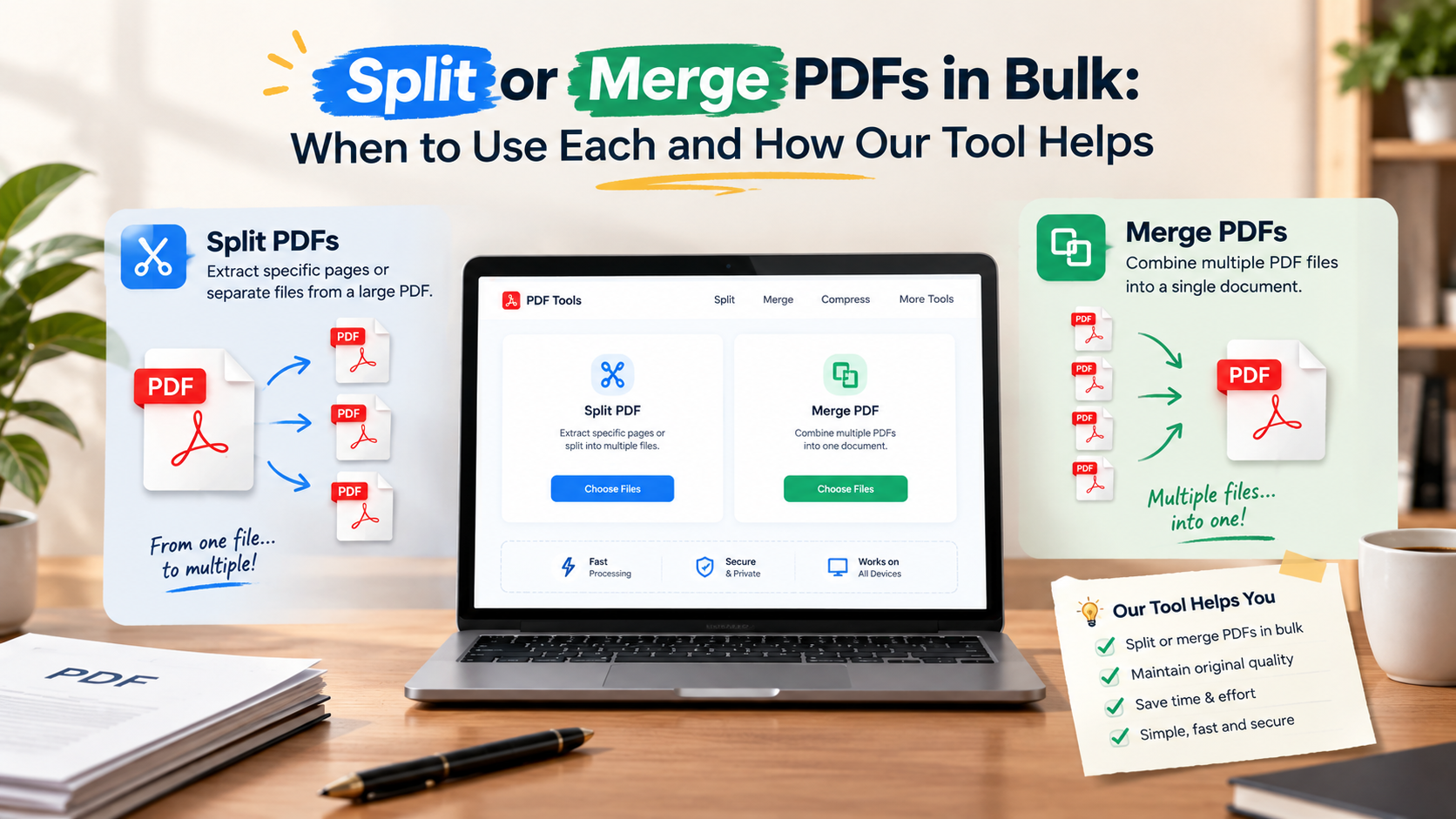 تقسيم or دمج PDFs in Bulk: When إلى Use Each and How Our أداة Helps
