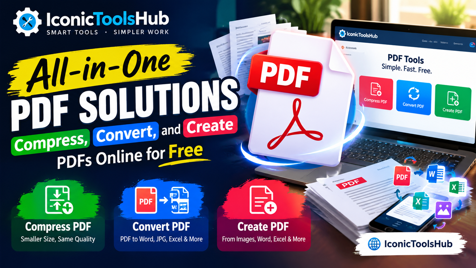 All-in-One PDF Solutions: ضغط, تحويل, and إنشاء PDFs عبر الإنترنت for مجاني